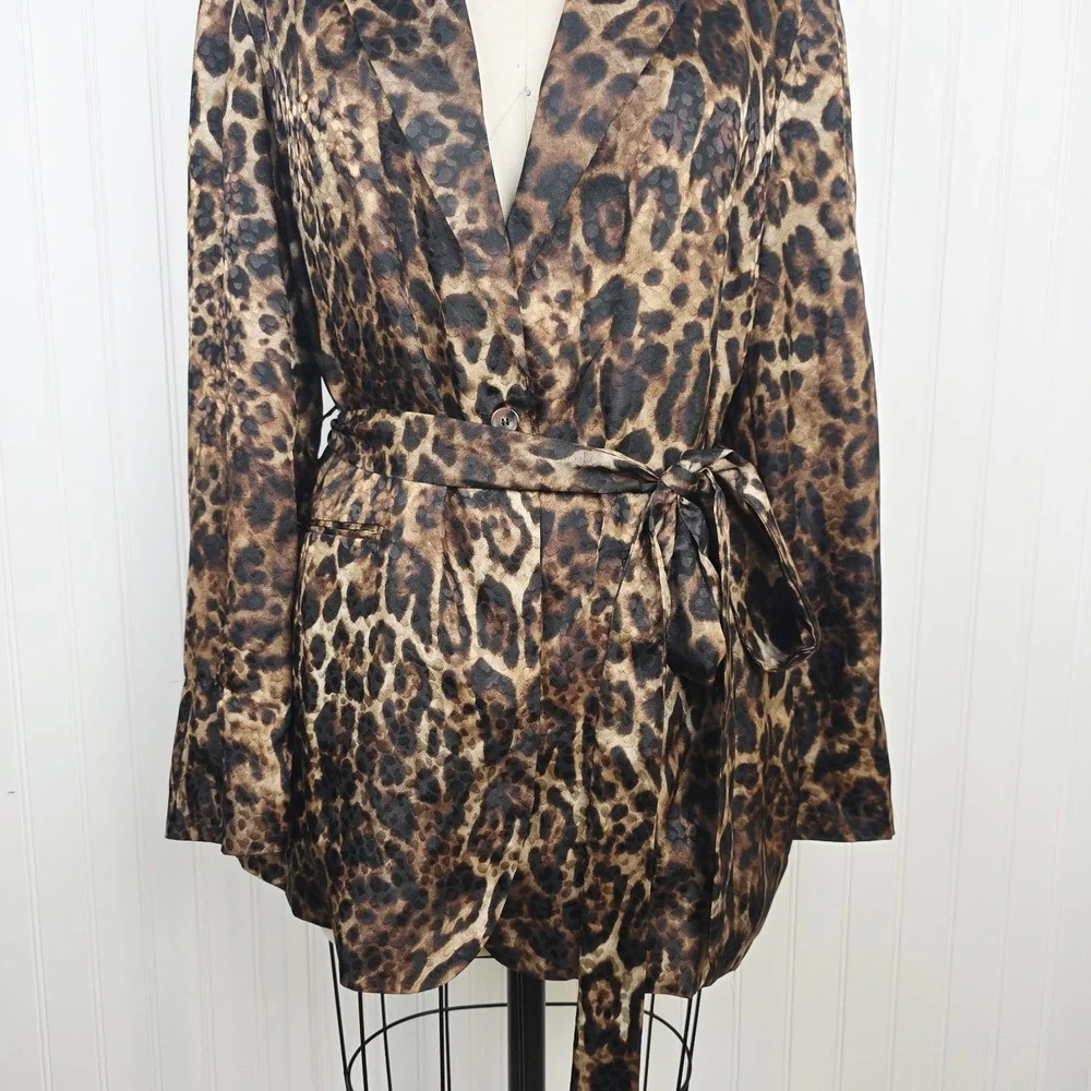 ZARA WOMAN  ANIMAL PRINT JACQUARD BLAZER ZW COLLECTION LEOPARD SIZE SMALL - Picture 6 of 12